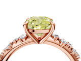 Rose gold Fancy Yellow Cushion  Cut Diamond Vine Band with Four-Prong Setting_86