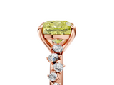 Rose gold Fancy Yellow Cushion  Cut Diamond Vine Band with Four-Prong Setting_87