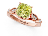 Rose gold Fancy Yellow Cushion  Cut Diamond with Milgrain Marquise and Bezel Accents on a Solitaire Band with Prong Setting_192