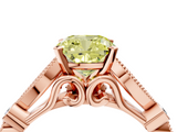 Rose gold Fancy Yellow Cushion  Cut Diamond with Milgrain Marquise and Bezel Accents on a Solitaire Band with Prong Setting_195