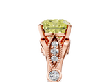 Rose gold Fancy Yellow Cushion  Cut Diamond with Milgrain Marquise and Bezel Accents on a Solitaire Band with Prong Setting_196