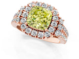 Rose gold Fancy Yellow Cushion  Cut Double Halo Diamond Engagement Ring with Pave Band and Four-Prong Setting_27