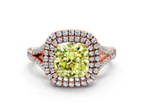 Rose gold Fancy Yellow Cushion  Cut Double Halo Split Shank Diamond Ring with Prong Setting_49