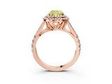 Rose gold Fancy Yellow Cushion  Cut Double Halo Split Shank Diamond Ring with Prong Setting_52