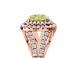 Rose gold Fancy Yellow Cushion  Cut Double Halo Split Shank Diamond Ring with Prong Setting_54