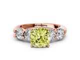 Rose gold Fancy Yellow Cushion  Cut Five-Stone Prong Set Diamond Ring with Classic Band_32
