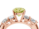 Rose gold Fancy Yellow Cushion  Cut Five-Stone Prong Set Diamond Ring with Classic Band_36