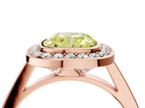 Rose gold Fancy Yellow Cushion Cut Halo Bezel Diamond Pave Band Ring_4