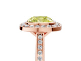 Rose gold Fancy Yellow Cushion Cut Halo Bezel Diamond Pave Band Ring_5