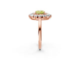 Rose gold Fancy Yellow Cushion Cut Halo Cluster Diamond Ring with Pave Band and Four-Prong Setting_14