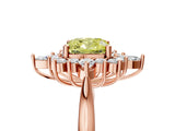 Rose gold Fancy Yellow Cushion Cut Halo Diamond Cluster Ring with Marquise and Round Stones on a White Gold Band with Prong Setting_5