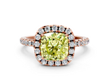 Rose gold Fancy Yellow Cushion  Cut Halo Diamond Engagement Ring with Pave Band and Four-Prong Setting_20