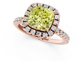 Rose gold Fancy Yellow Cushion  Cut Halo Diamond Engagement Ring with Pave Band and Four-Prong Setting_21
