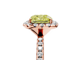 Rose gold Fancy Yellow Cushion  Cut Halo Diamond Engagement Ring with Pave Band and Four-Prong Setting_25