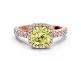 Rose gold Fancy Yellow Cushion  Cut Halo Diamond Engagement Ring with Pave Band and Four-Prong Setting_28