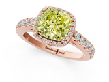 Rose gold Fancy Yellow Cushion  Cut Halo Diamond Engagement Ring with Pave Band and Four-Prong Setting_29