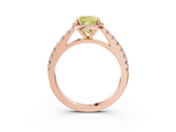 Rose gold Fancy Yellow Cushion  Cut Halo Diamond Engagement Ring with Pave Band and Four-Prong Setting_31