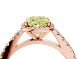 Rose gold Fancy Yellow Cushion  Cut Halo Diamond Engagement Ring with Pave Band and Four-Prong Setting_32