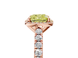 Rose gold Fancy Yellow Cushion  Cut Halo Diamond Engagement Ring with Pave Band and Four-Prong Setting_33