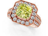 Rose gold Fancy Yellow Cushion Cut Halo Diamond Engagement Ring with Pave Split Shank and Four-Prong Setting_1