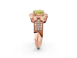 Rose gold Fancy Yellow Cushion Cut Halo Diamond Engagement Ring with Pave Split Shank and Four-Prong Setting_2