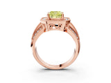 Rose gold Fancy Yellow Cushion Cut Halo Diamond Engagement Ring with Pave Split Shank and Four-Prong Setting_3