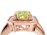 Rose gold Fancy Yellow Cushion Cut Halo Diamond Engagement Ring with Pave Split Shank and Four-Prong Setting_4