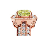 Rose gold Fancy Yellow Cushion Cut Halo Diamond Engagement Ring with Pave Split Shank and Four-Prong Setting_5