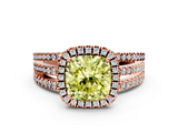 Rose gold Fancy Yellow Cushion  Cut Halo Diamond Engagement Ring with Split Shank and Four-Prong Setting_19