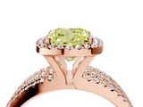 Rose gold Fancy Yellow Cushion  Cut Halo Diamond Engagement Ring with Split Shank and Four-Prong Setting_23