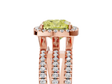 Rose gold Fancy Yellow Cushion  Cut Halo Diamond Engagement Ring with Split Shank and Four-Prong Setting_24