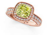 Rose gold Fancy Yellow Cushion  Cut Halo Diamond Pave Band Ring with Four-Prong Setting_46
