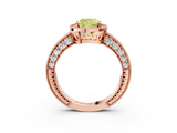 Rose gold Fancy Yellow Cushion  Cut Halo Diamond Pave Band Ring with Four-Prong Setting_48