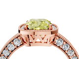 Rose gold Fancy Yellow Cushion  Cut Halo Diamond Pave Band Ring with Four-Prong Setting_49