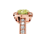 Rose gold Fancy Yellow Cushion  Cut Halo Diamond Pave Band Ring with Four-Prong Setting_50