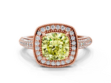 Rose gold Fancy Yellow Cushion  Cut Halo Diamond Pave Band with Four-Prong Setting_36