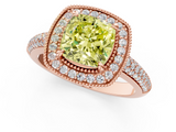 Rose gold Fancy Yellow Cushion  Cut Halo Diamond Pave Band with Four-Prong Setting_37
