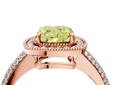 Rose gold Fancy Yellow Cushion  Cut Halo Diamond Pave Band with Four-Prong Setting_40
