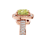Rose gold Fancy Yellow Cushion  Cut Halo Diamond Pave Band with Four-Prong Setting_41