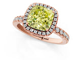 Rose gold Fancy Yellow Cushion Cut Halo Diamond Pave Band with Prong Setting_1