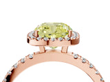 Rose gold Fancy Yellow Cushion Cut Halo Diamond Pave Band with Prong Setting_4
