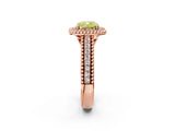 Rose gold Fancy Yellow Cushion Cut Halo Diamond Ring with Beaded Split Shank and Four-Prong Setting_2