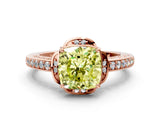 Rose gold Fancy Yellow Cushion  Cut Halo Diamond Ring with Channel Set Band and Four-Prong Setting_51