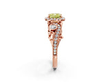 Rose gold Fancy Yellow Cushion Cut Halo Diamond Ring with Milgrain and Bezel Accents on a Split Shank Band_26