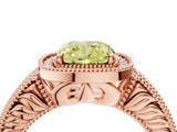 Rose gold Fancy Yellow Cushion  Cut Halo Diamond Ring with Pavé Band and Four-Prong Setting_95