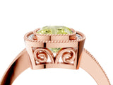 Rose gold Fancy Yellow Cushion  Cut Halo Diamond Ring with Pavé Band and Milgrain Prong Setting_36