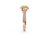 Rose gold Fancy Yellow Cushion Cut Halo Diamond Ring with Pavé Band_2