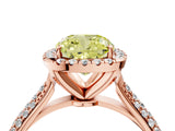 Rose gold Fancy Yellow Cushion Cut Halo Diamond Ring with Pavé Band_4