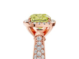 Rose gold Fancy Yellow Cushion Cut Halo Diamond Ring with Pavé Band_5