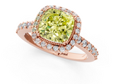 Rose gold Fancy Yellow Cushion  Cut Halo Diamond Ring with Pave Band and Four-Prong Setting_25
